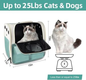 Top tasta Cat Backpack Carrier, Airline Approved, Ventilated Design, Breathable Mesh for Small Cats and Dogs for Hiking and Camping, Carry Up to 25 Pounds (Blue Upgrade) B4 - Image 2