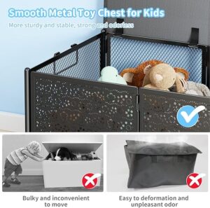 PHINOX Toy Box Storage, Toy Chest Organizers, Large Toy Box for Boys, 70L Toy Storage Organizer with Wheels, Metal Toy Storage for Nursery (Black) B2 - Image 4