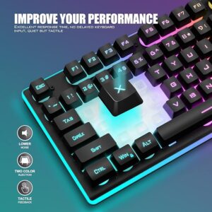 RedThunder K10 Wireless Gaming Keyboard, Rechargeable 3000mAh 2.4G LED Backlit Wireless Keyboard, Ergonomic Keyboard with Mechanical Feeling Keys for PC PS4 Xbox One Mac, Teclado Gamer, Black - Image 4