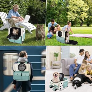 Top tasta Cat Backpack Carrier, Airline Approved, Ventilated Design, Breathable Mesh for Small Cats and Dogs for Hiking and Camping, Carry Up to 25 Pounds (Blue Upgrade) B4 - Image 6