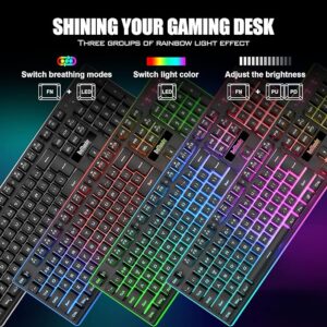 RedThunder K10 Wireless Gaming Keyboard, Rechargeable 3000mAh 2.4G LED Backlit Wireless Keyboard, Ergonomic Keyboard with Mechanical Feeling Keys for PC PS4 Xbox One Mac, Teclado Gamer, Black - Image 2