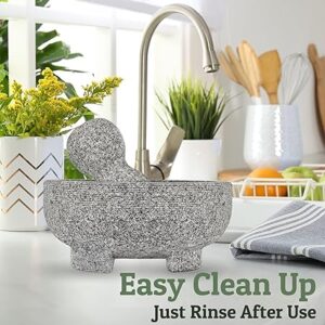 PriorityChef Granite Mortar and Pestle Set - 8 Inch Natural Stone Molcajete Mexicano for Spices, Seasonings, Pastes - Pestle and Mortar Bowl for Fresh Guacamole, Salsa, Pesto, Large, Grey G10 - Image 6