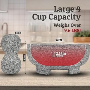 PriorityChef Granite Mortar and Pestle Set - 8 Inch Natural Stone Molcajete Mexicano for Spices, Seasonings, Pastes - Pestle and Mortar Bowl for Fresh Guacamole, Salsa, Pesto, Large, Grey G10 - Image 5