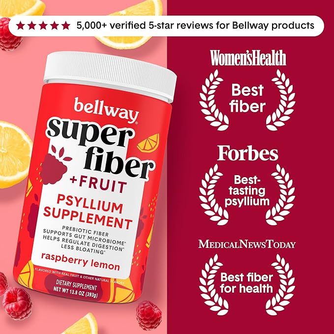 Bellway Super Fiber + Fruit Powder – Raspberry Lemon (50 Servings) - Image 2