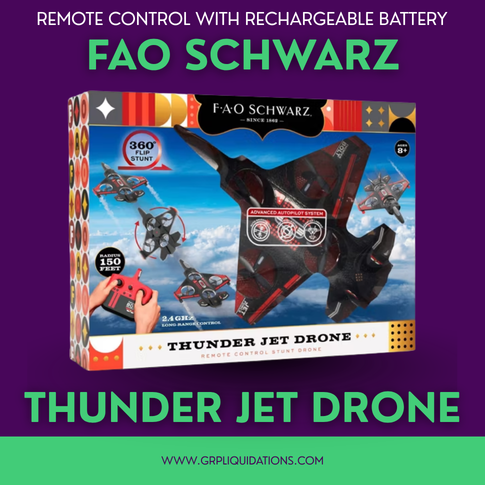 FAO Schwarz Thunderbolt Jet X2 Drone: Beginner Remote Control with Rechargeable Battery for Indoor & Outdoor Use
